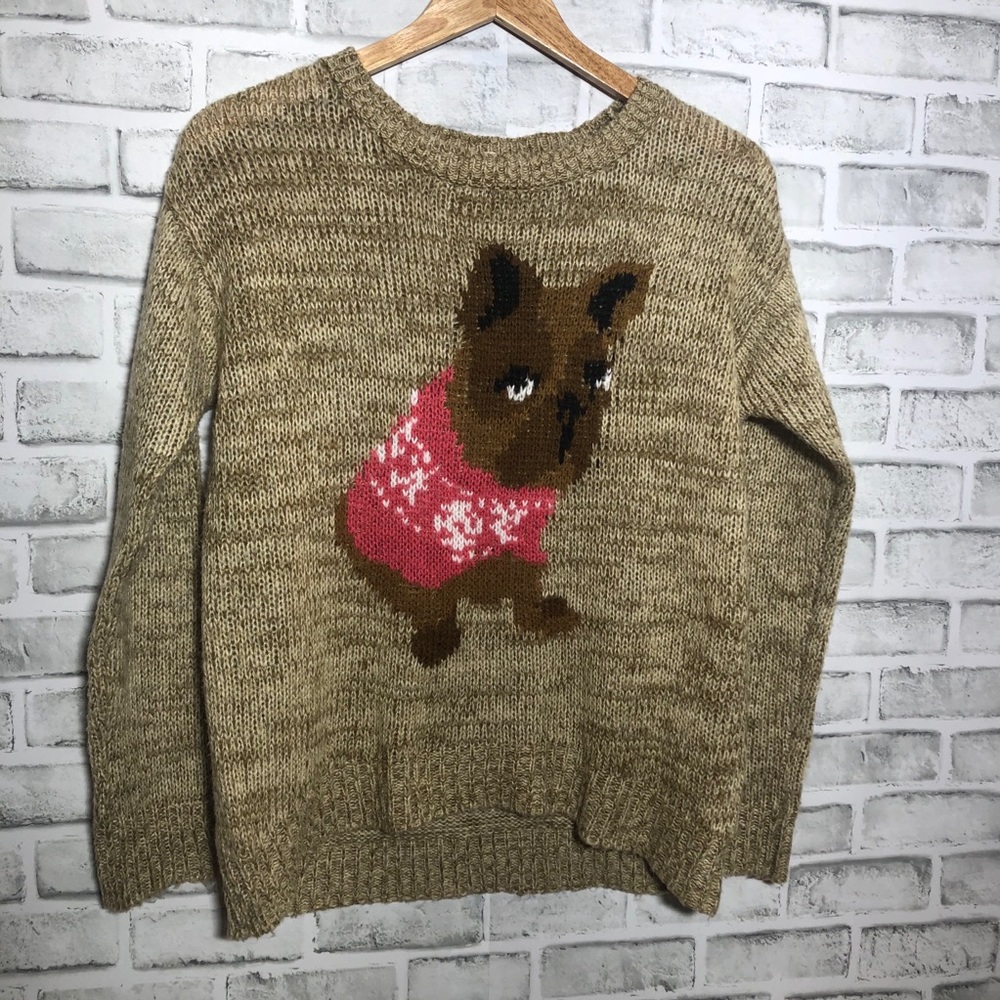 Rewind women’s Pug Soft TAN Knitted Sweater  M